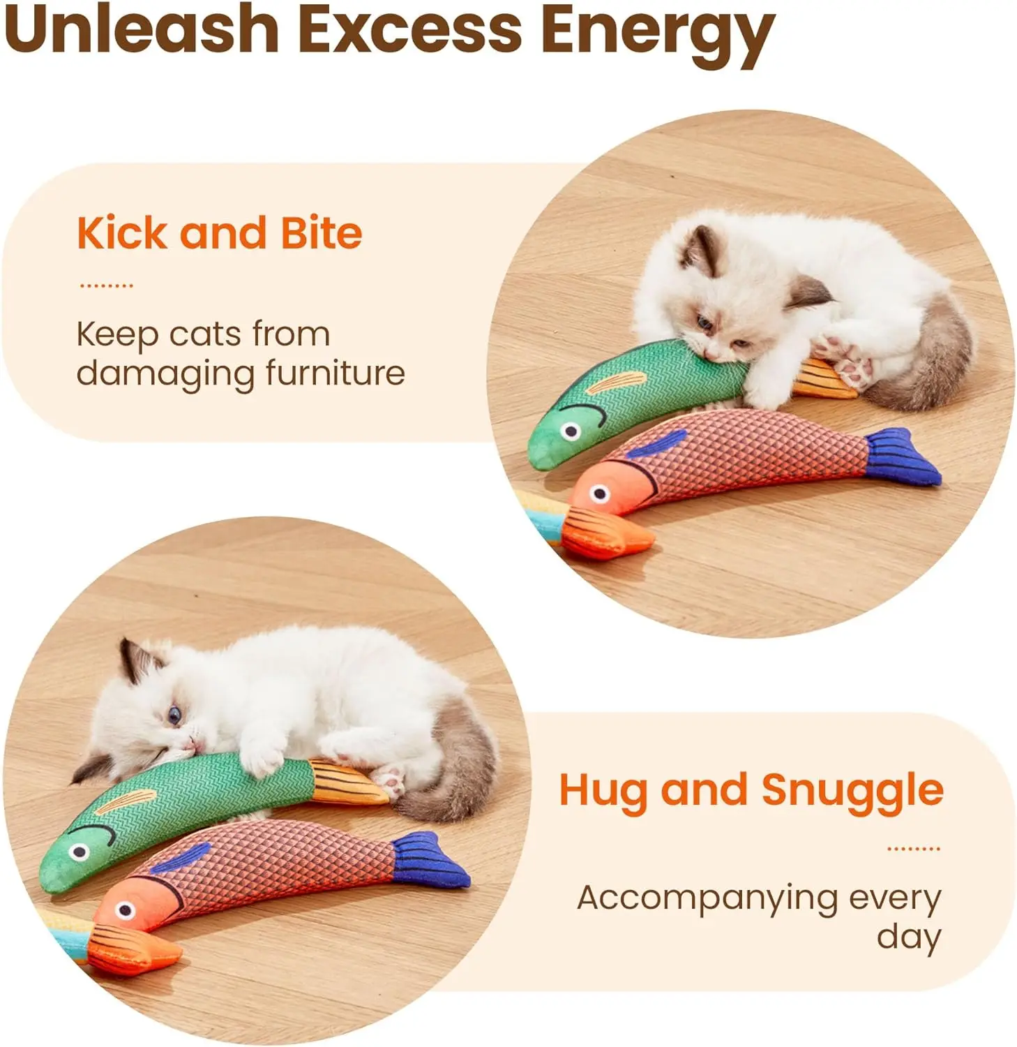 Catnip Fish Plush Toys — Soft Chew Toys for Indoor Cats - Image 2
