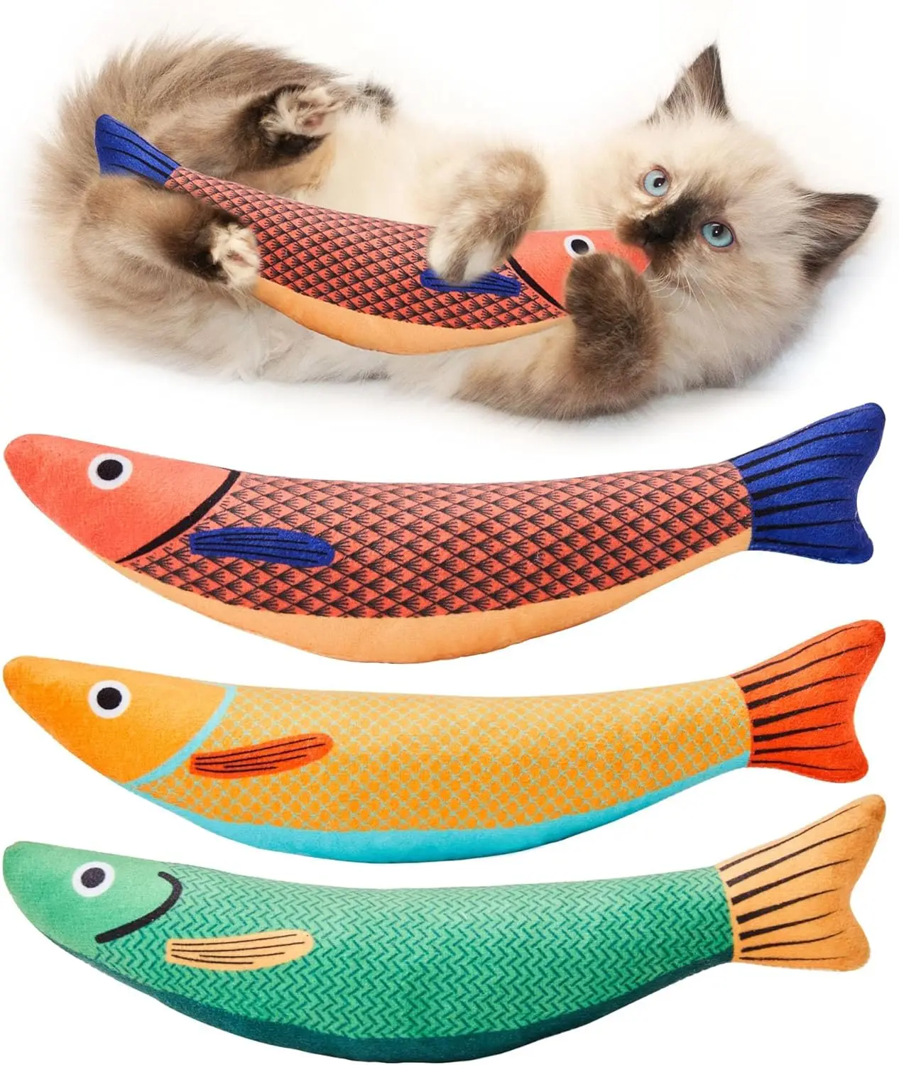 Catnip Fish Plush Toys — Soft Chew Toys for Indoor Cats