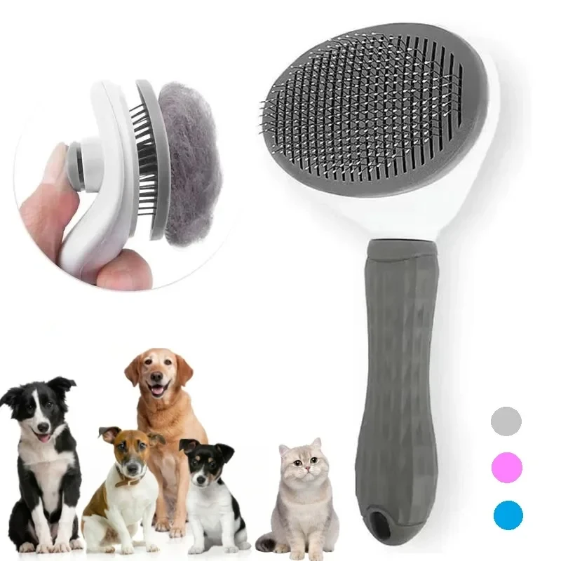 Self-Cleaning Cat & Dog Brush — Deshedding Grooming Tool