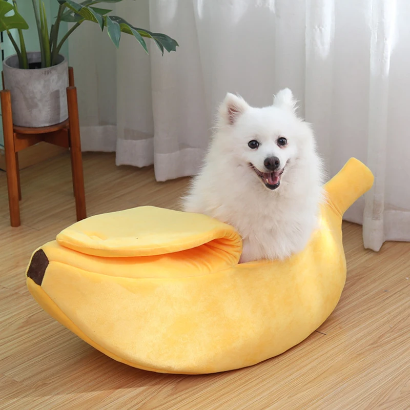 Banana Cat Bed — Cozy Covered Cat Bed House