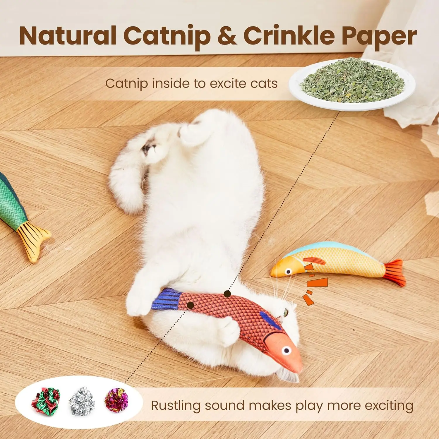 Catnip Fish Plush Toys — Soft Chew Toys for Indoor Cats - Image 4