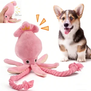 Cotton Rope Octopus Chew Toy with Squeaker for Cats & Dogs