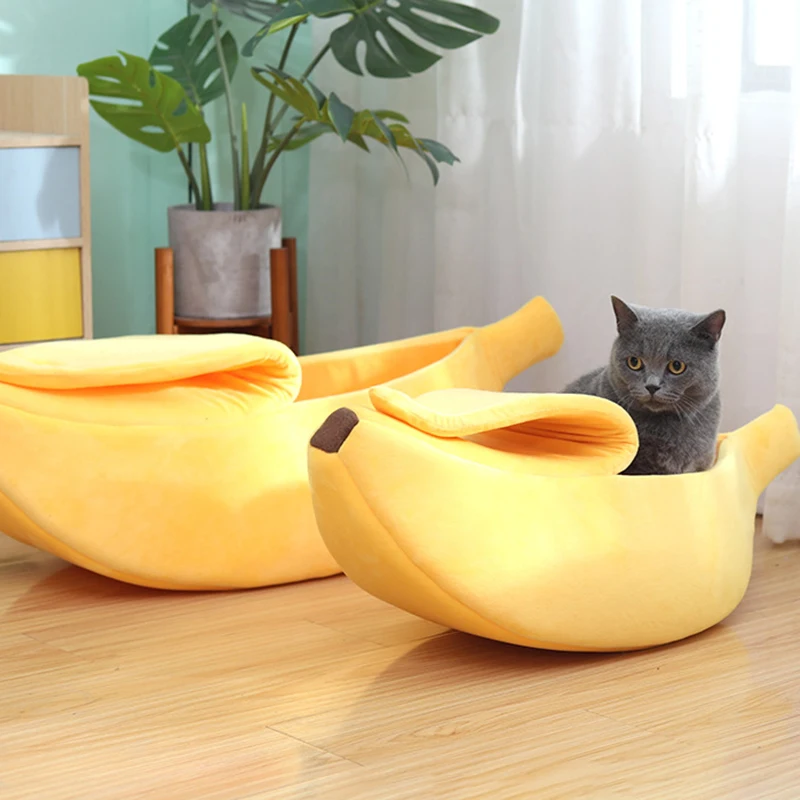 Banana Cat Bed — Cozy Covered Cat Bed House - Image 4