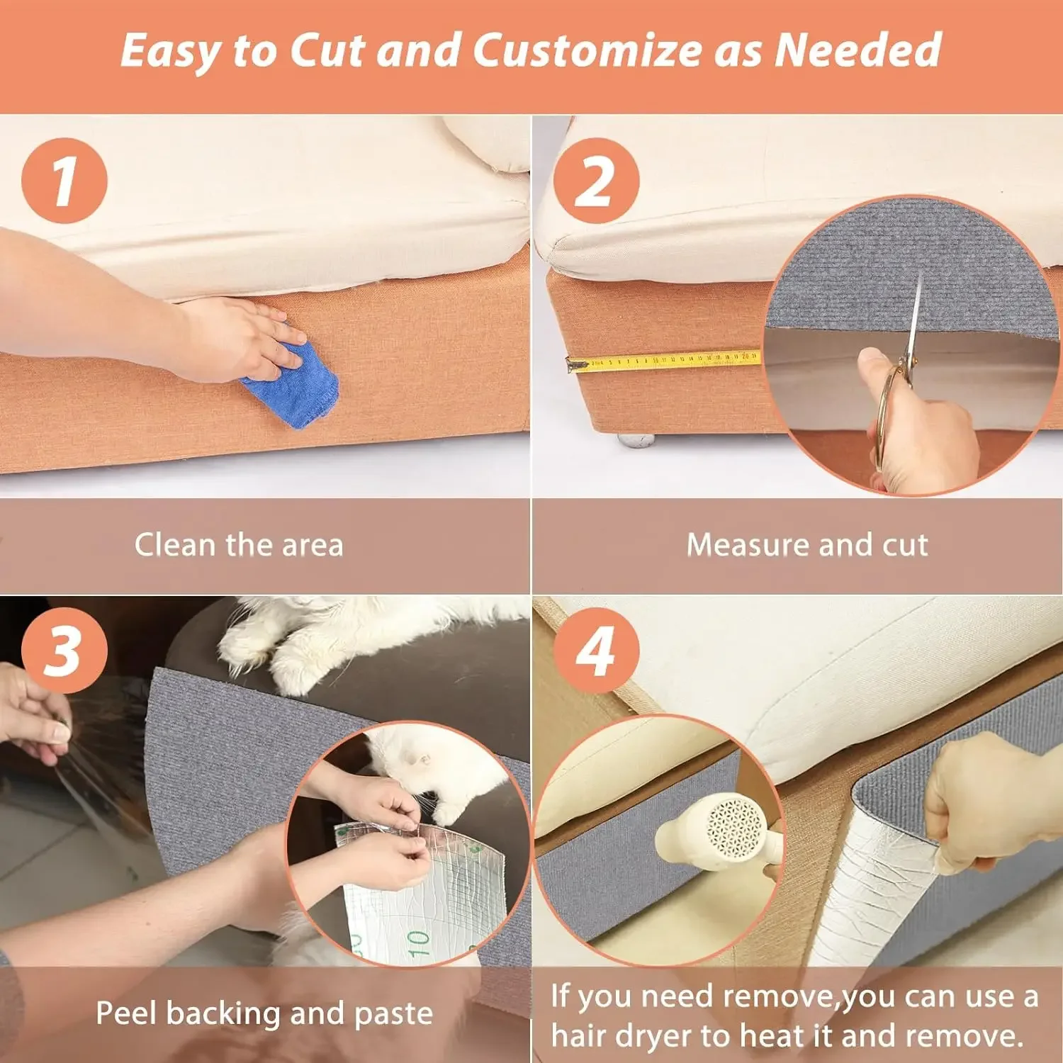 Cat Scratching Mat — Self-Adhesive Trimmable Sofa Protector - Image 5