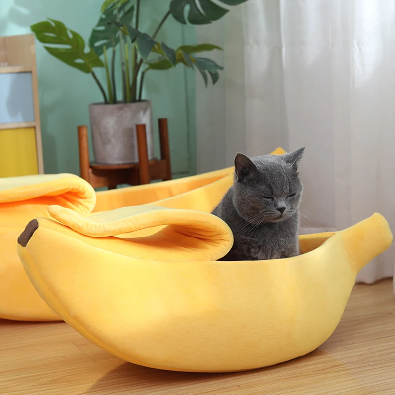 Banana Cat Bed — Cozy Covered Cat Bed House - Image 3