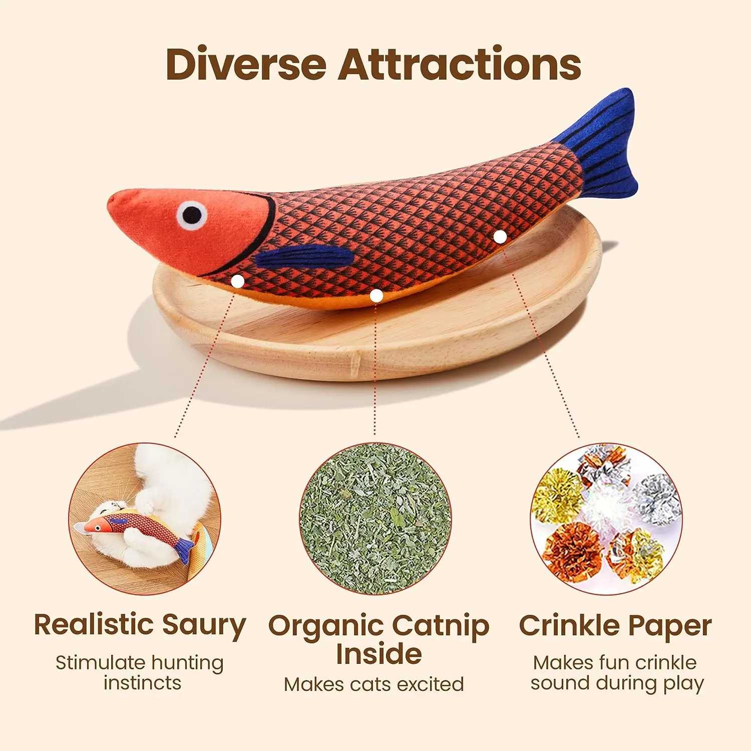 Catnip Fish Plush Toys — Soft Chew Toys for Indoor Cats - Image 3