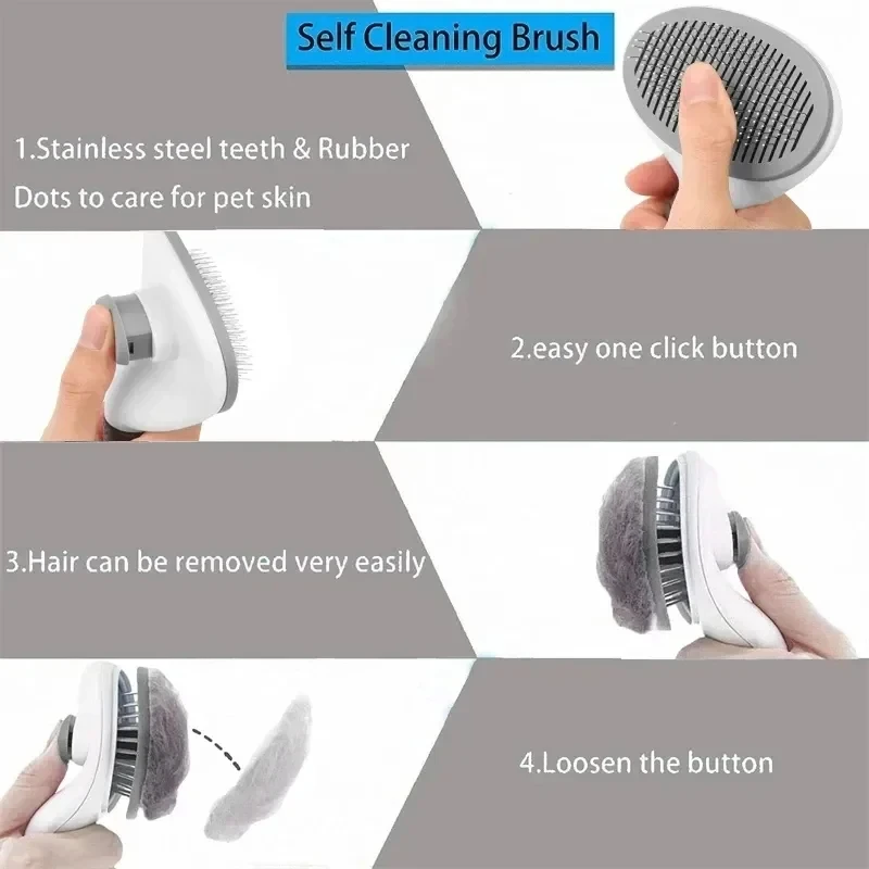 Self-Cleaning Cat & Dog Brush — Deshedding Grooming Tool - Image 6