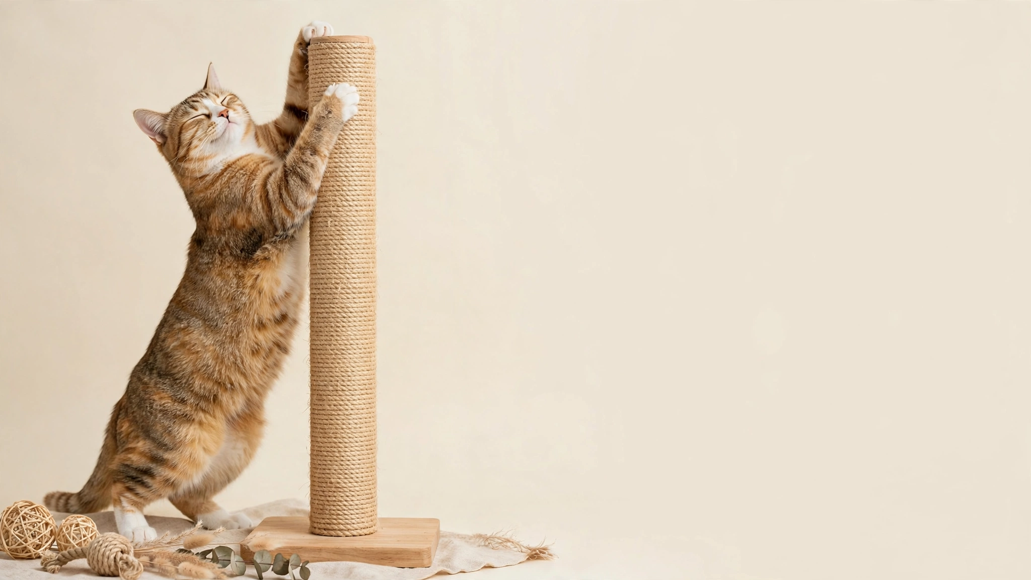 Cat scratching sisal post