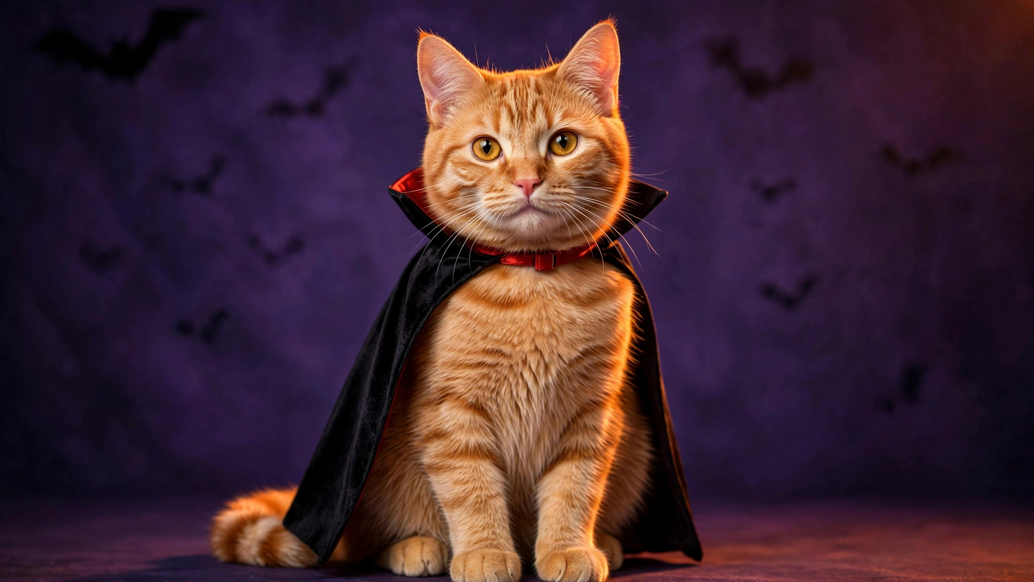 Cat in vampire costume for Halloween